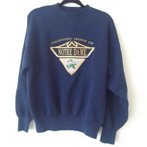 Vintage Notre Dame Fighting Irish Sweatshirt Blue Crewneck 90s Medium